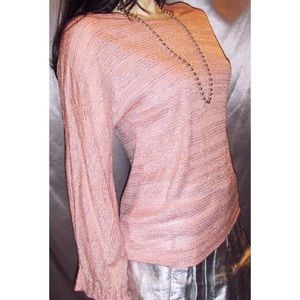 VTG 70s PINK CHAMPAGNE ON ICE Sparkly Lurex Top
